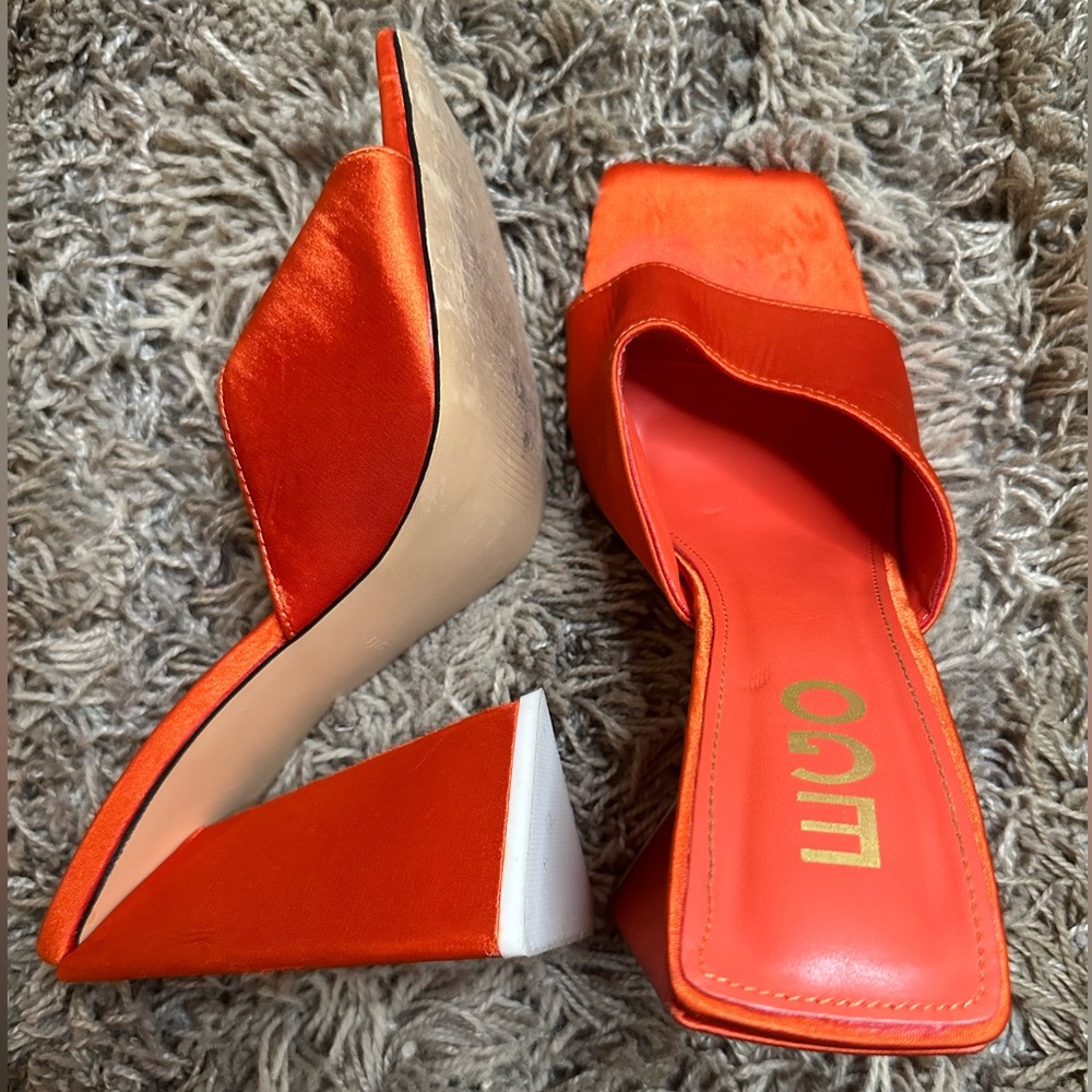 Orange Ego stylish triangle block heels
